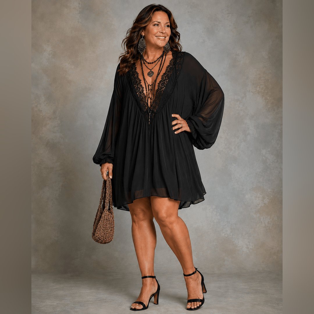 Prunelle | Robe mini mousseline dos nu noire