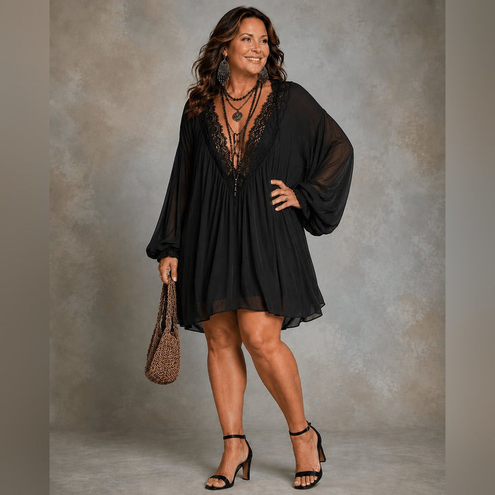 Prunelle | Robe mini mousseline dos nu noire