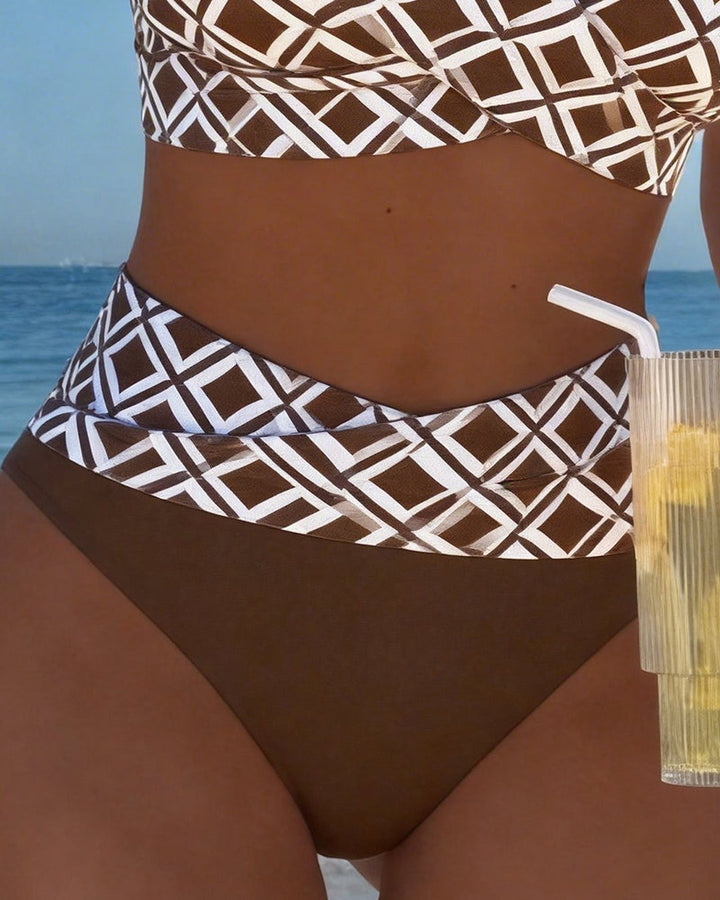 Marci | Bikini carreaux taille haute sans armature