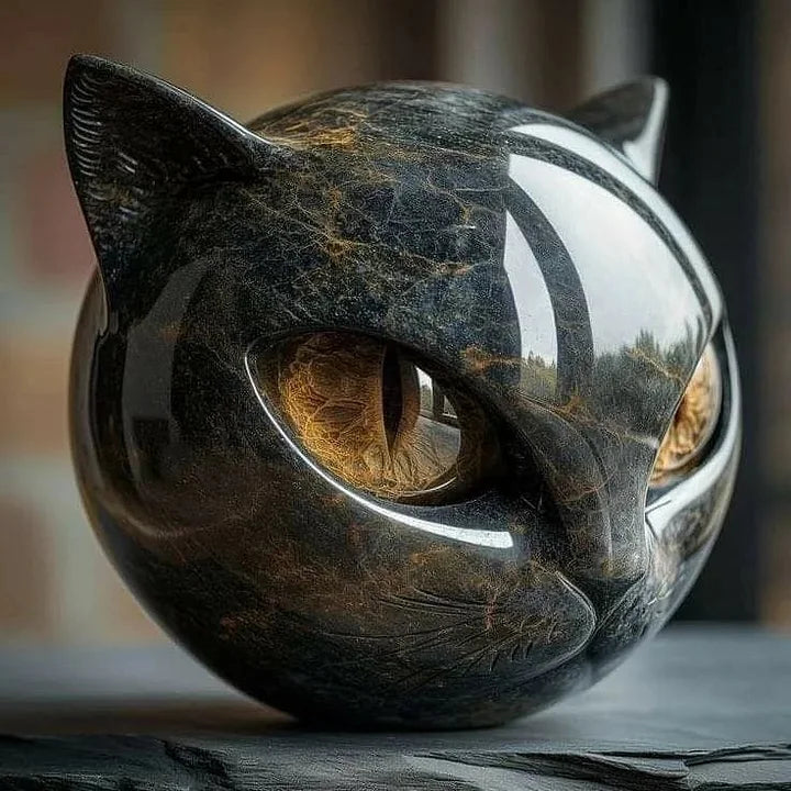 Arcane | Mystical Black Cat Head Sculpture