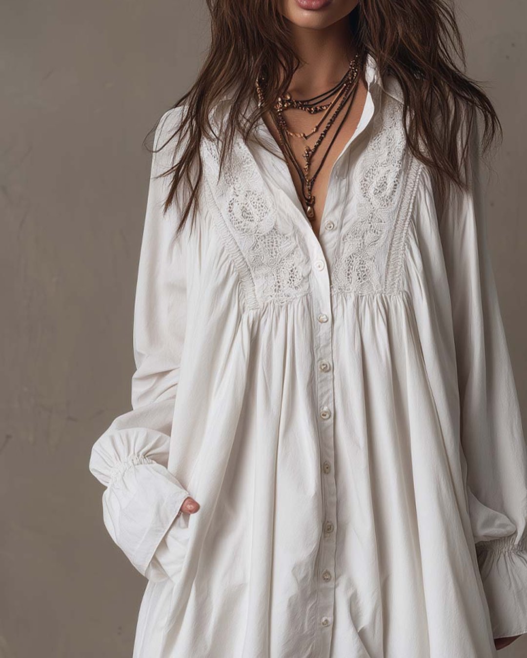 Trinette | Robe chemise mini dentelle