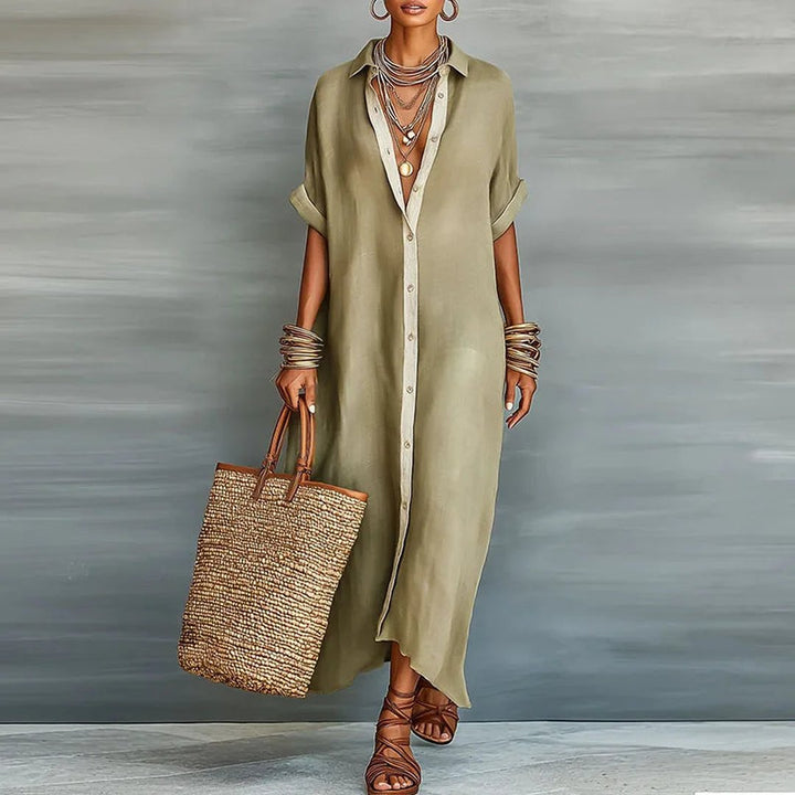Antionette | Robe chemise maxi boutonnée