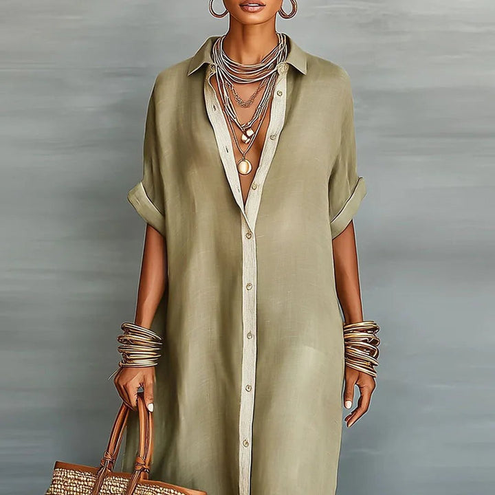 Antionette | Robe chemise maxi boutonnée