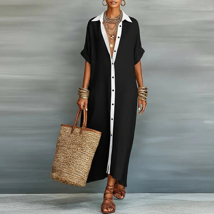 Antionette | Robe chemise maxi boutonnée
