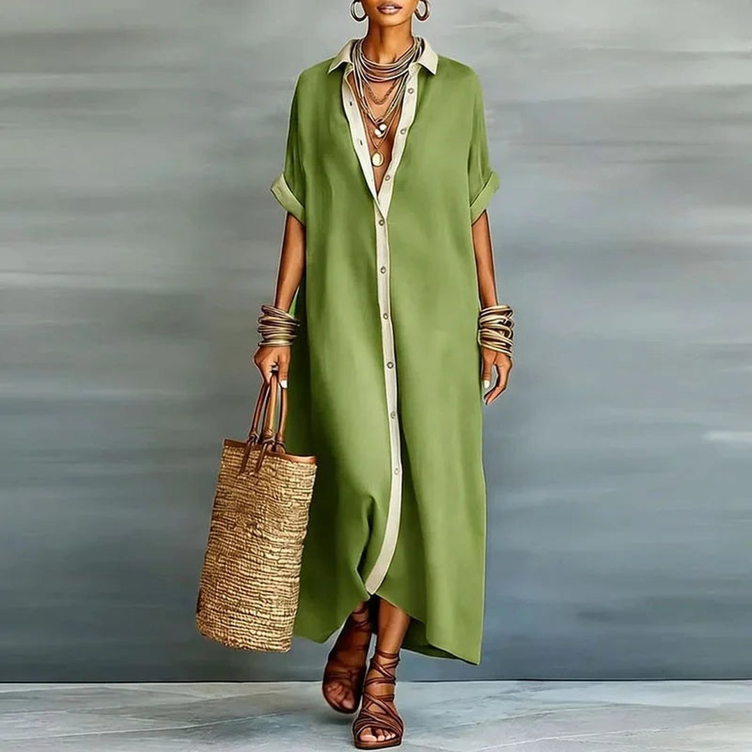 Antionette | Robe chemise maxi boutonnée