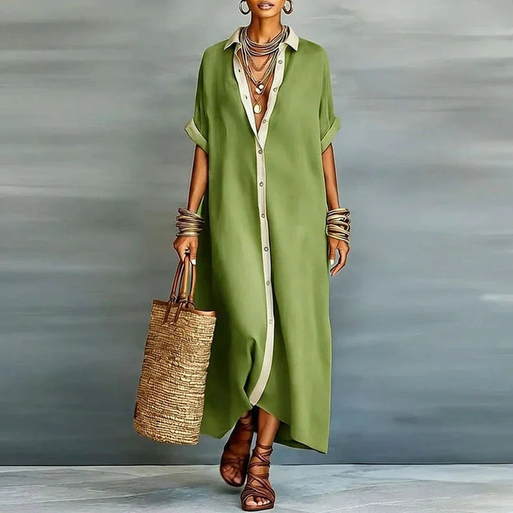 Antionette | Robe chemise maxi boutonnée