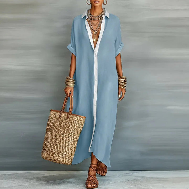 Antionette | Robe chemise maxi boutonnée