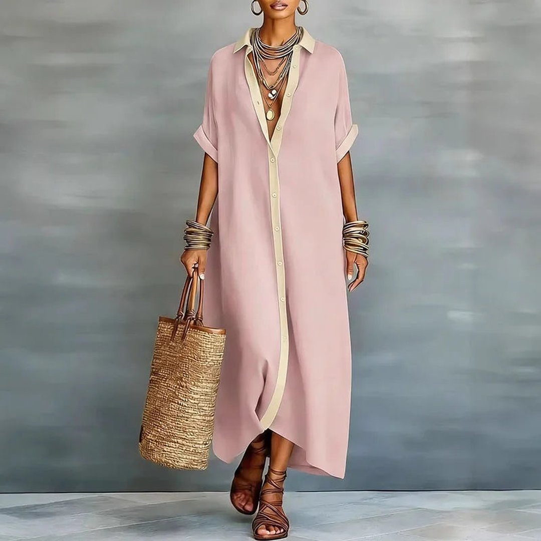 Antionette | Robe chemise maxi boutonnée