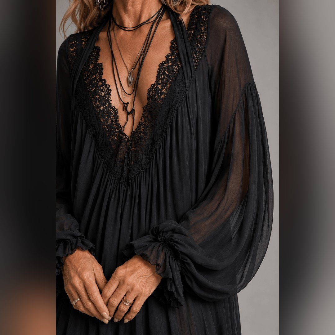 Prunelle | Robe mini mousseline dos nu noire