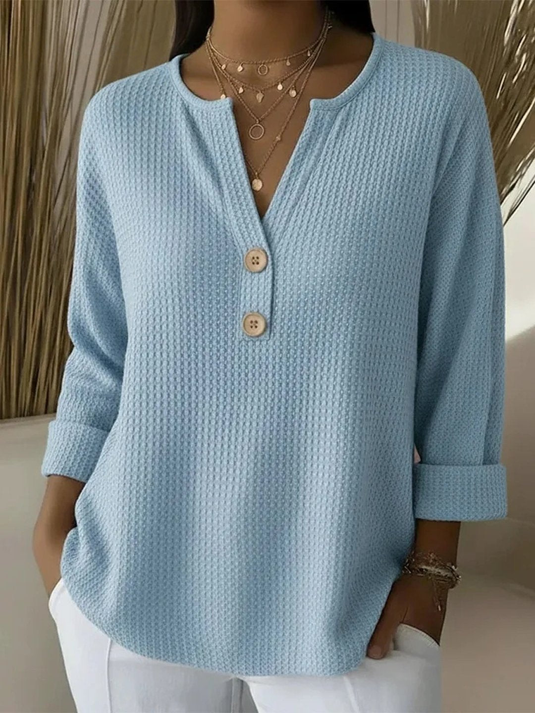 Guerozoëttelee | Top henley boutonné