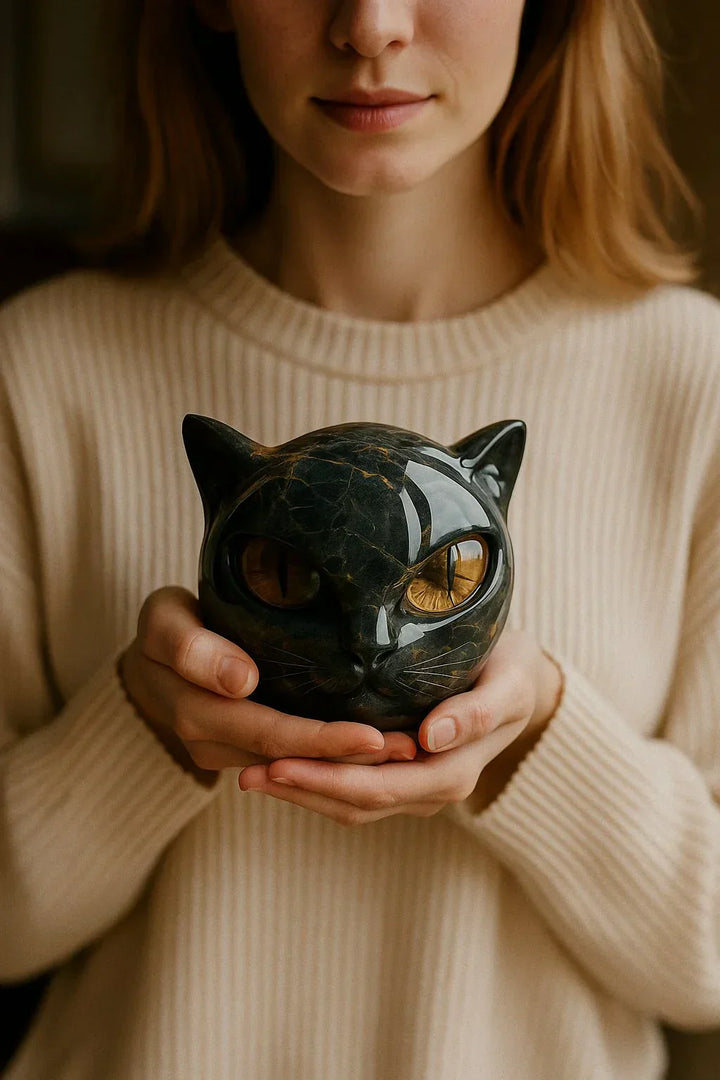 Arcane | Mystical Black Cat Head Sculpture