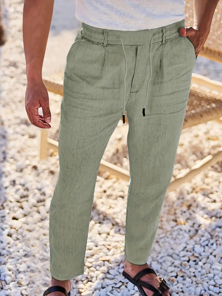 Otis | Pantalon large lin cordon de serrage