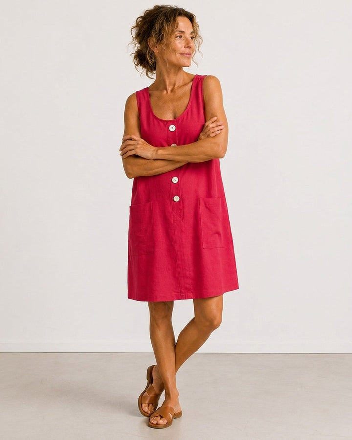 Rolande | Robe mini boutonnée sans manches