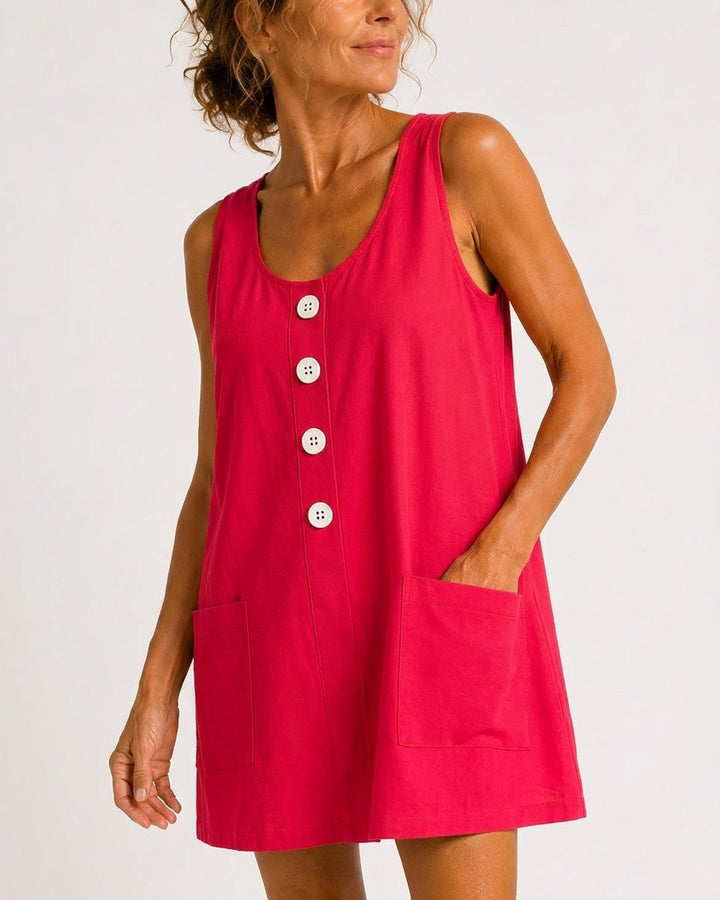Rolande | Robe mini boutonnée sans manches