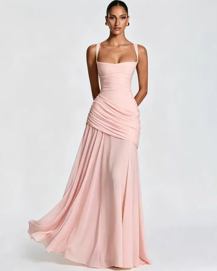 Phoebe | Robe maxi avec encolure carrée froncée