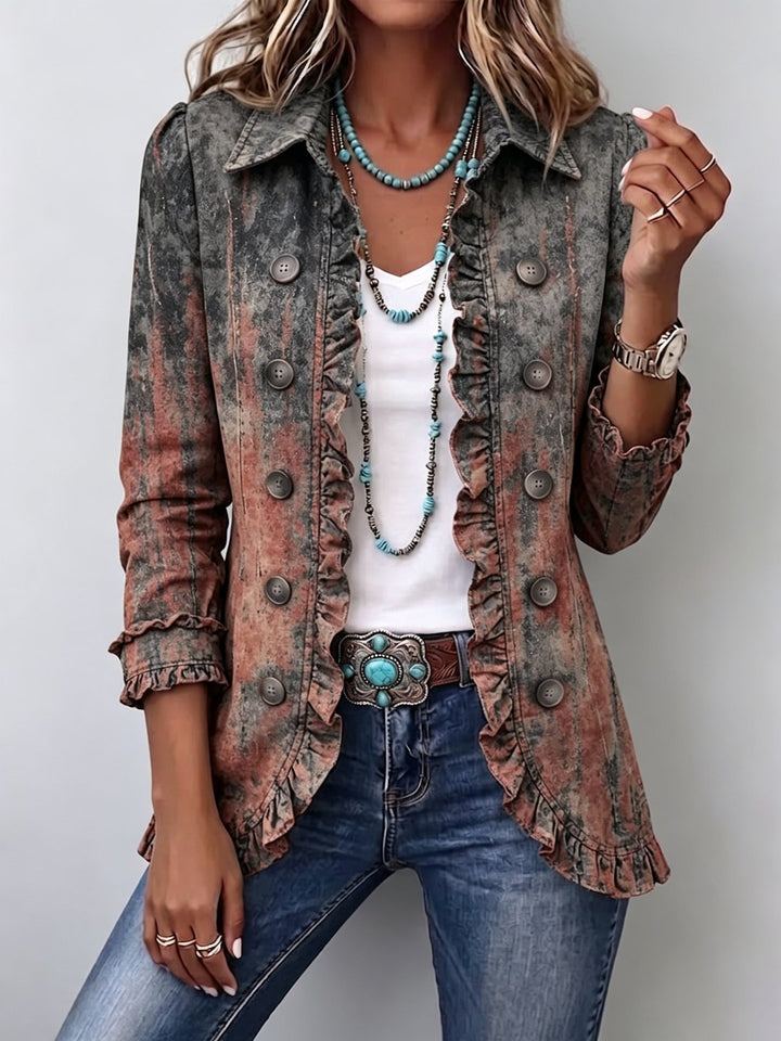 Valéa | Veste vintage imprimé dégradé volants