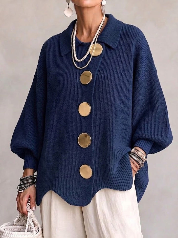 Stefanie | Cardigan ample col gros boutons métal