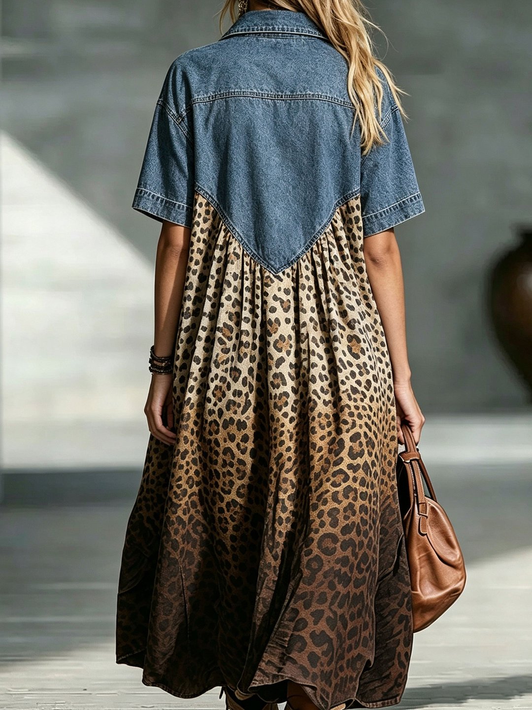Betsy | Robe denim léopard dégradé
