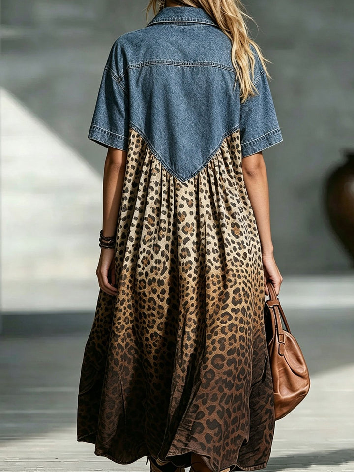 Betsy | Robe denim léopard dégradé