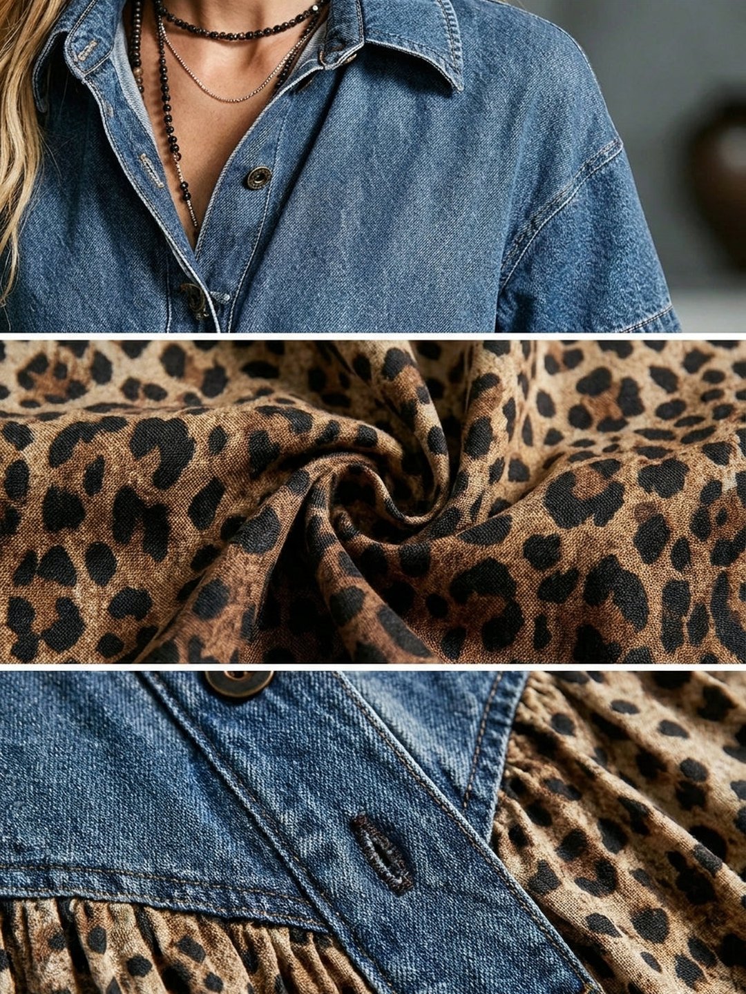 Betsy | Robe denim léopard dégradé