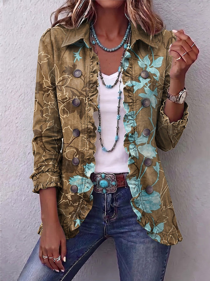 Joëlline | Veste bohème dégradée florale vintage volantée