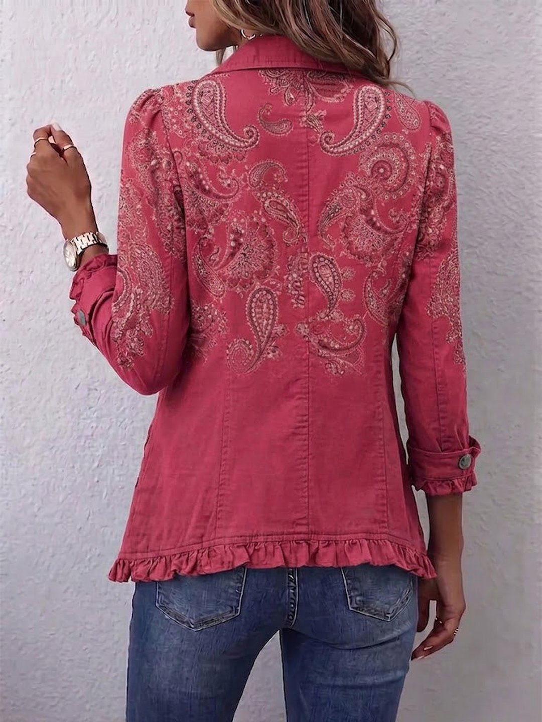 Henriella | Veste vintage imprimé cachemire volants
