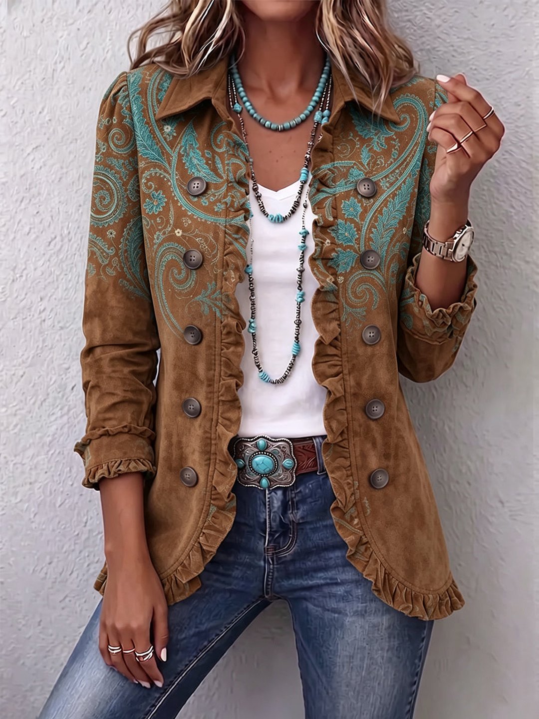 Katrine | Veste paisley volant