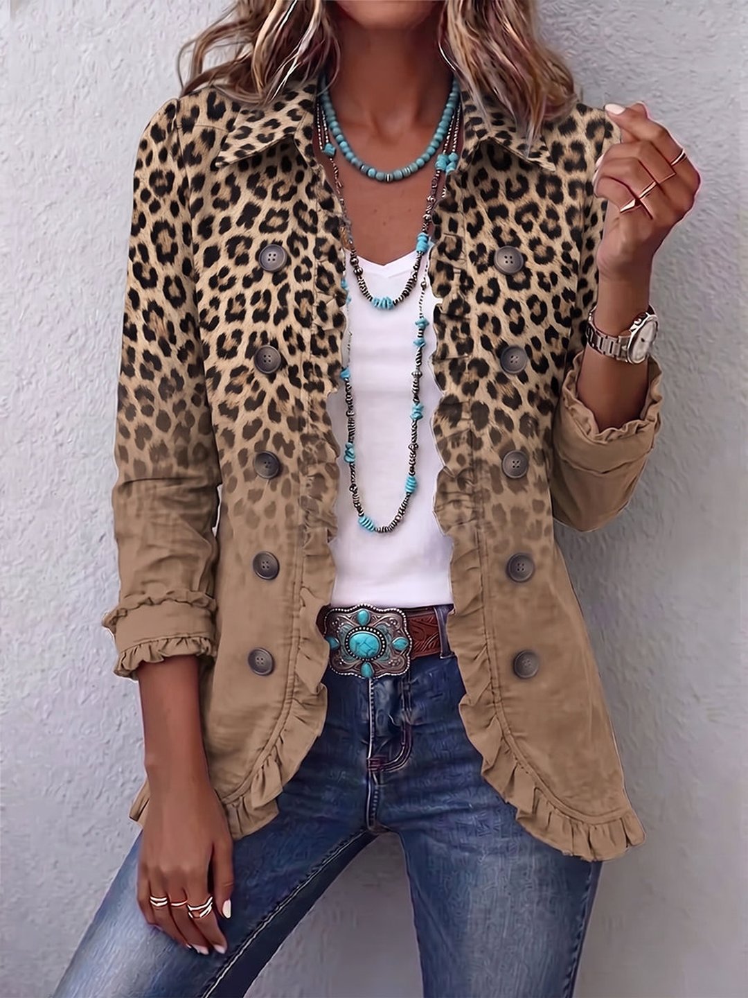 Kornélia | Veste vintage dégradé léopard volant