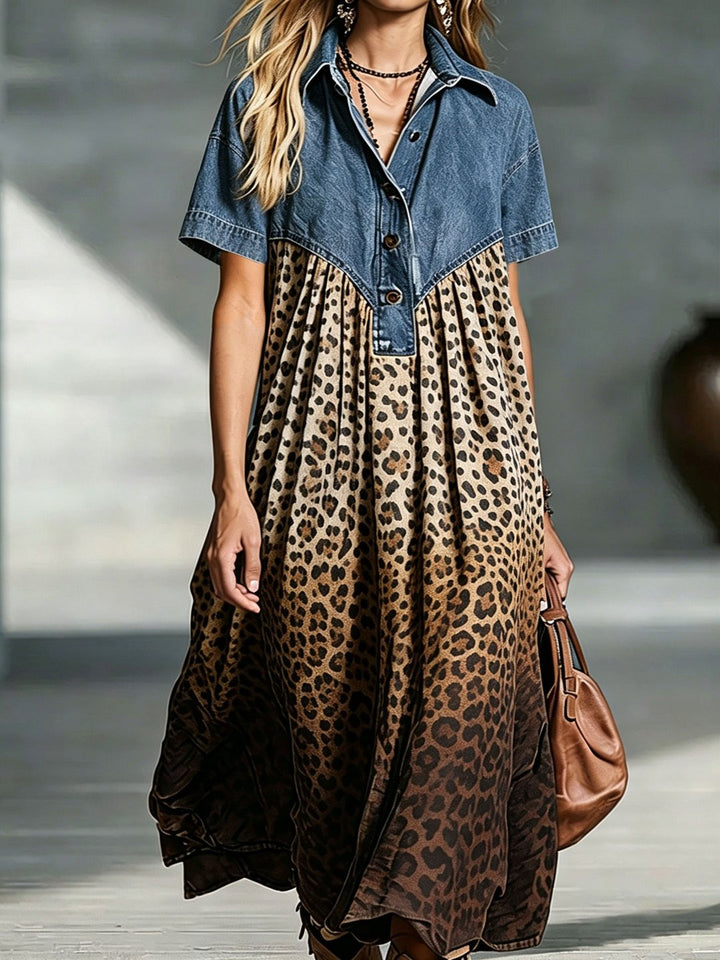 Betsy | Robe denim léopard dégradé