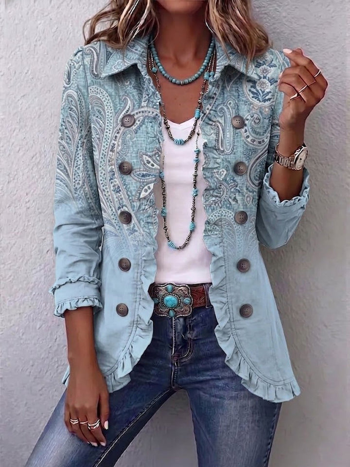 Romane | Veste vintage cachemire à volants