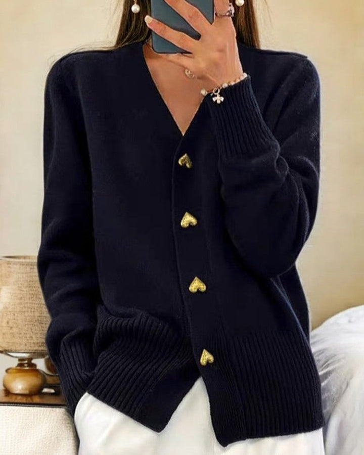Flannery | Cardigan élégant bouton cœur
