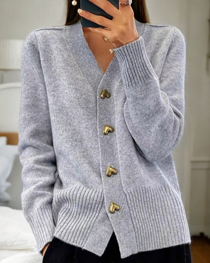 Flannery | Cardigan élégant bouton cœur