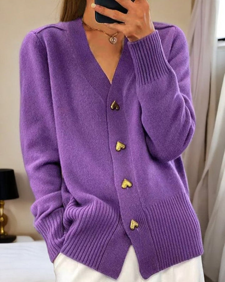 Flannery | Cardigan élégant bouton cœur