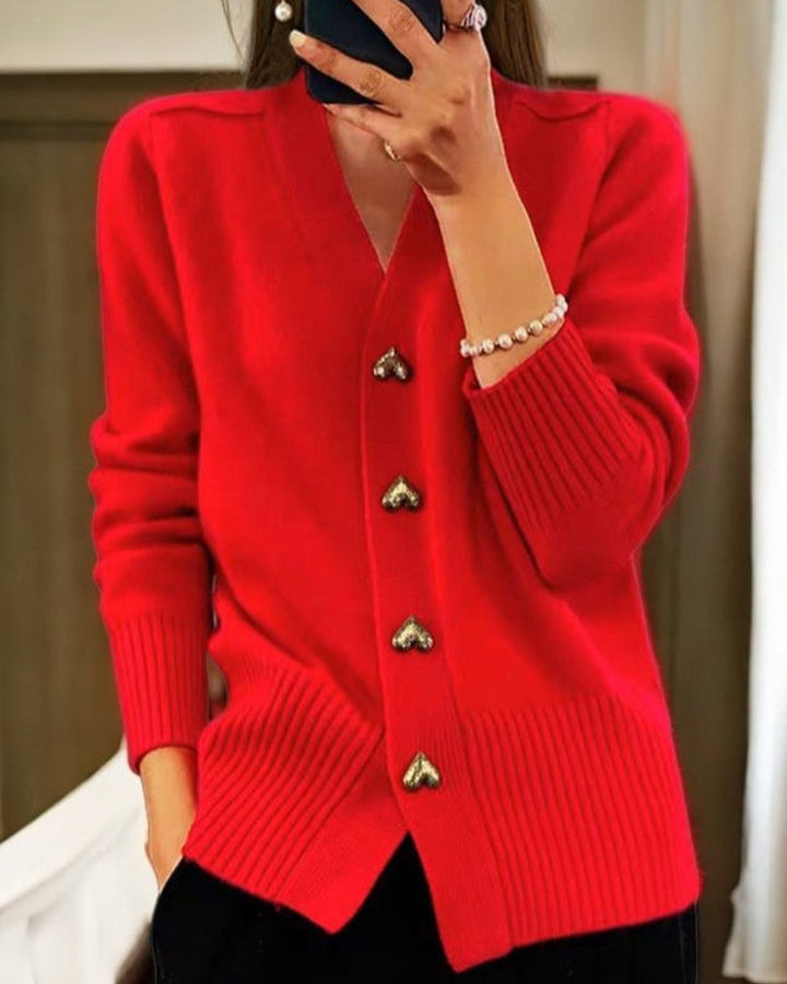 Flannery | Cardigan élégant bouton cœur