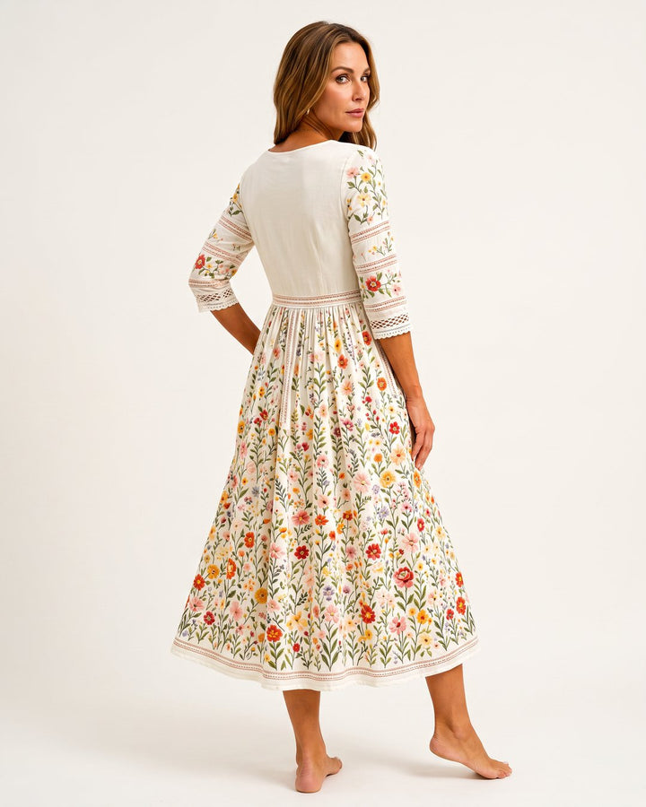 Carolyn | Robe midi charme prairie