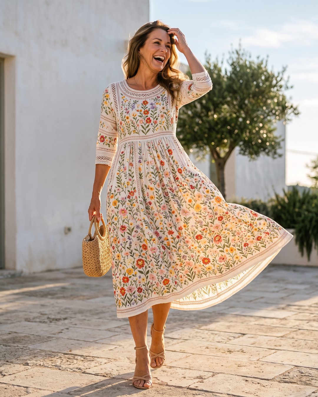 Carolyn | Robe midi charme prairie