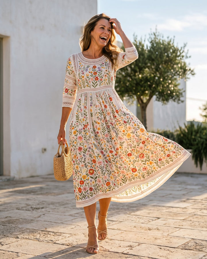Carolyn | Robe midi charme prairie