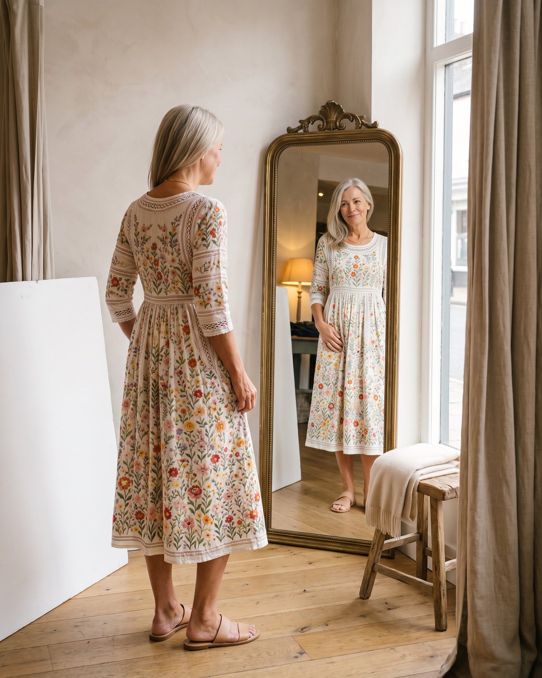 Carolyn | Robe midi charme prairie