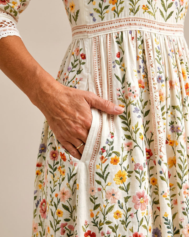 Carolyn | Robe midi charme prairie