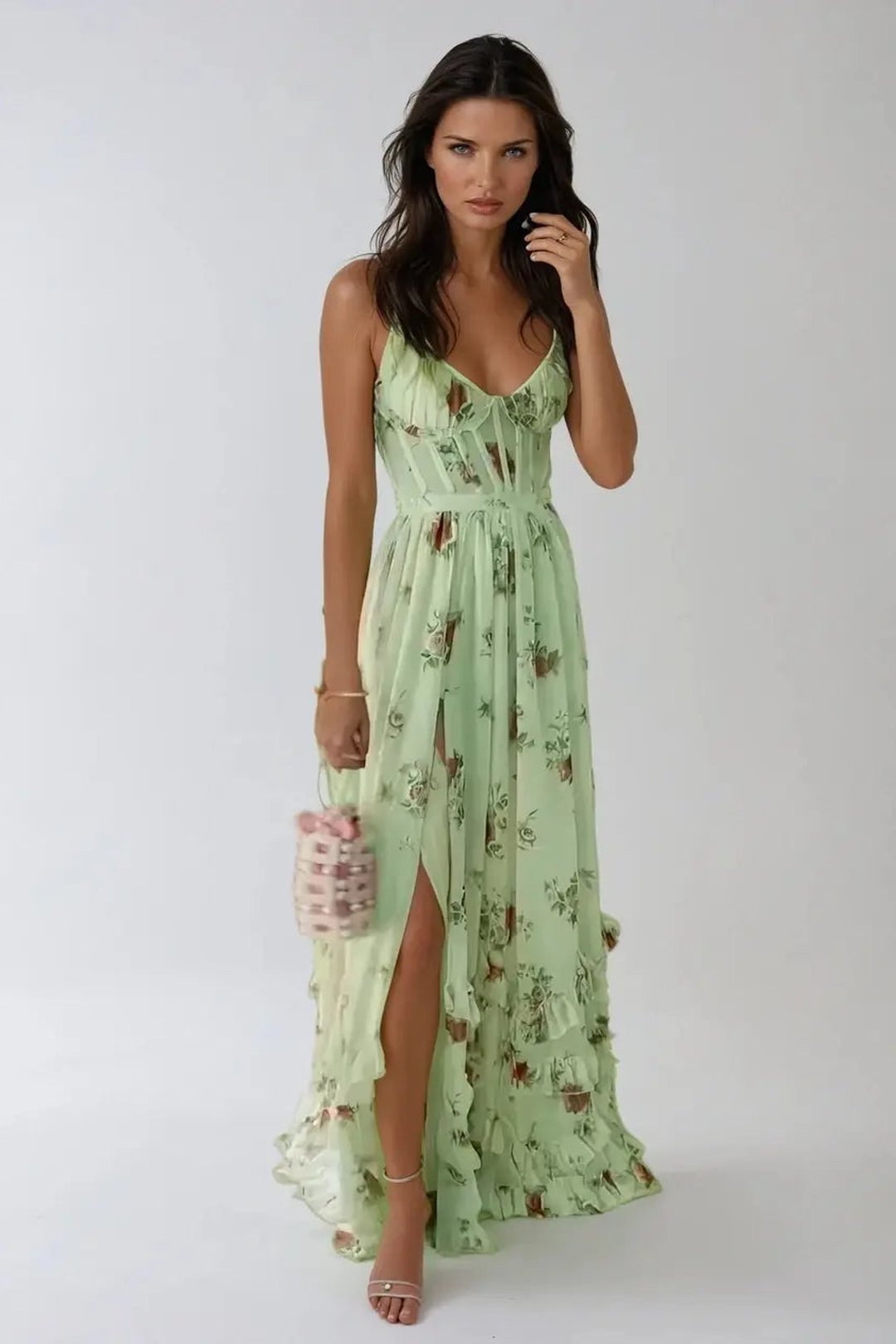 Ruthie | Robe maxi imprimé floral volantée