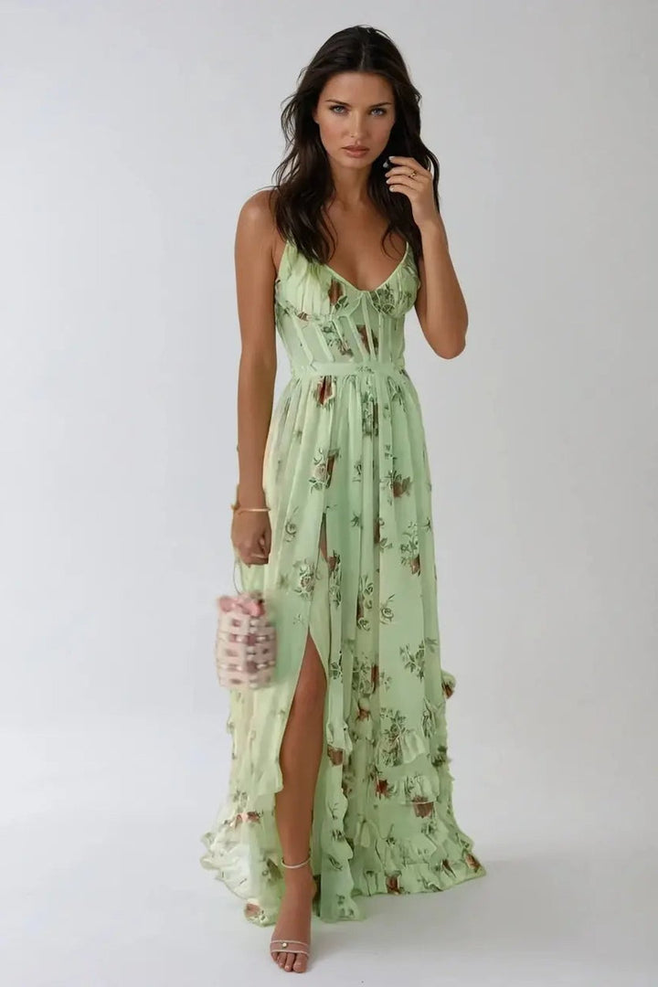 Ruthie | Robe maxi imprimé floral volantée